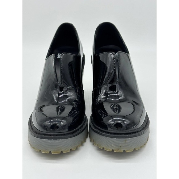 Dr. Martens Shoes - Dr. Martens Boots Womens 7L Black Cordelia Chunky Patent Leather Slip On Heeled